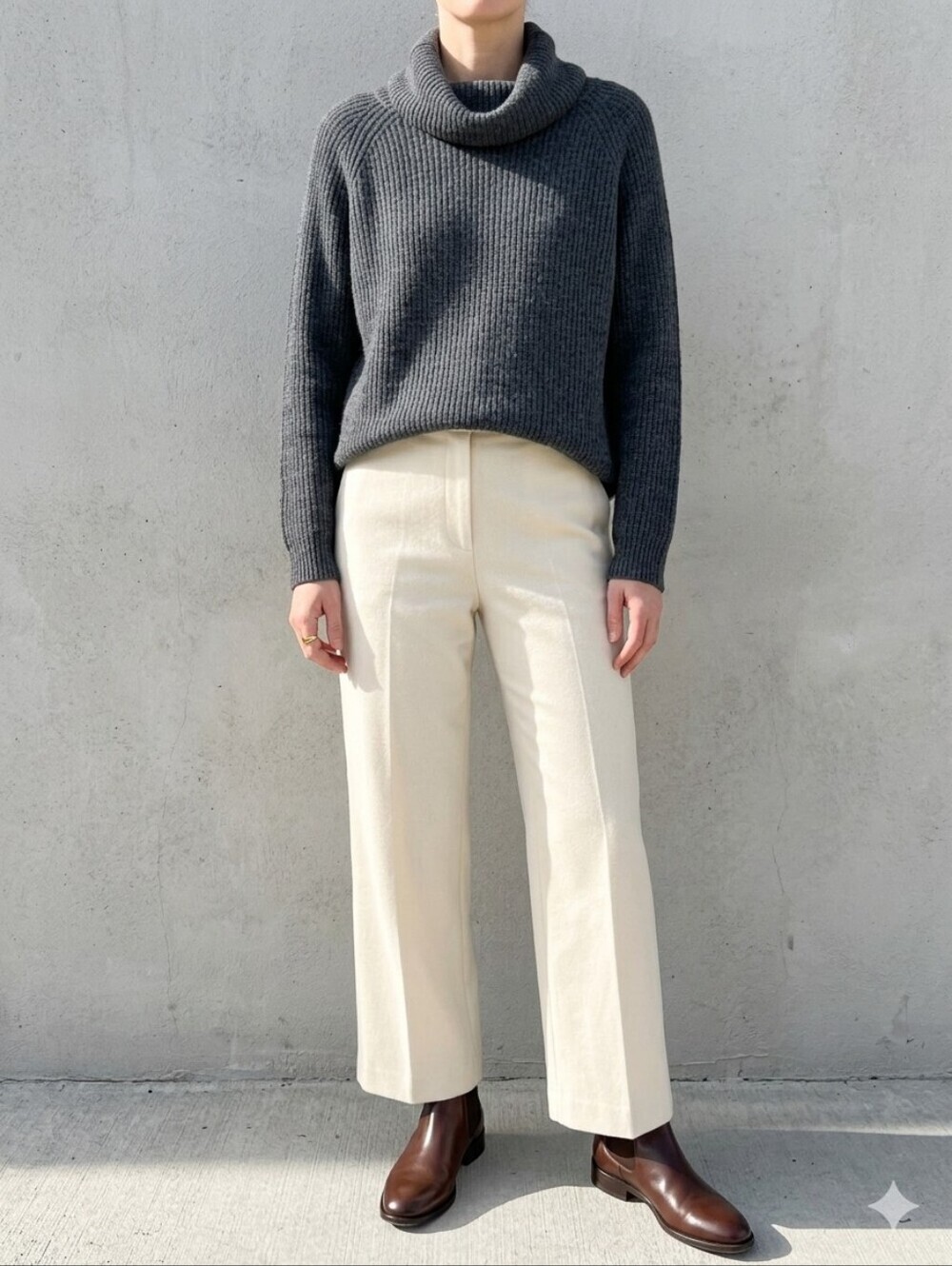 Tahari Merino Wool Blend Cowl Neck Sweater Oversized Small Minimalist Capsule